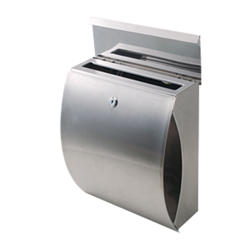 Wall Mounted Mailbox Stainless Steel Mailbox Locking Key Mailbox Letter Modern Postbox Silver Home Outdoor Parcel Box Packages