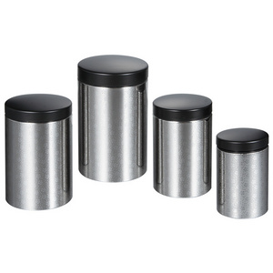 4Pcs/set Kitchen Stainless Steel Storage Canister With Cover Coffee Sugar Tea Food Container Metal Seasoning Biscuits Bread Jar