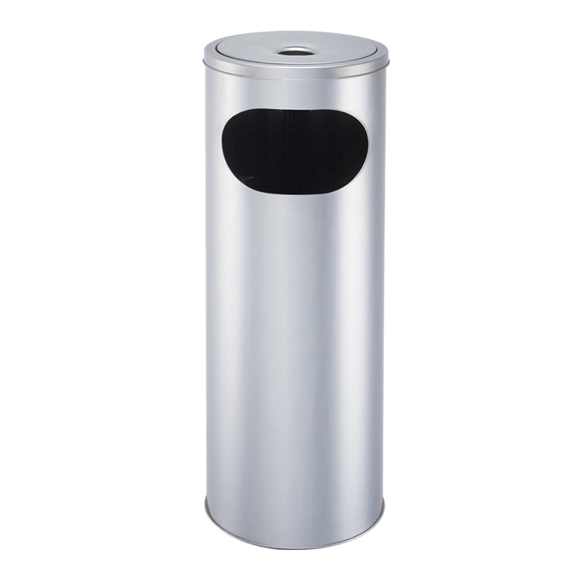 Stainless Steel Ashtray  Commercial Dust Bin Outdoor Trash Barrel Metal Ash Can Round Shape Free Standing Dust Bin Ashtray