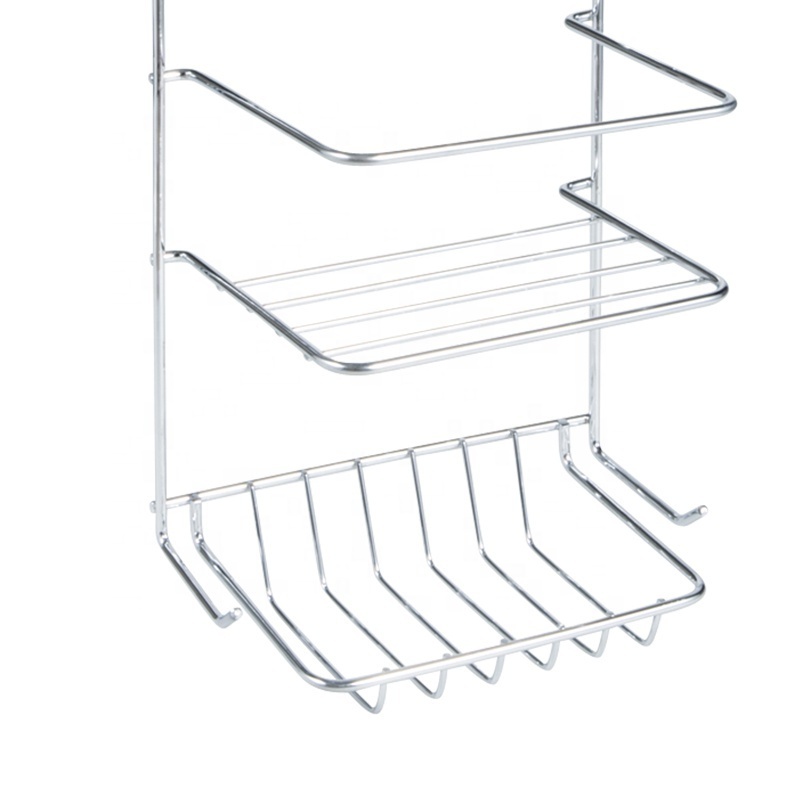 Iron Wire Wall Mount Bathroom Shampoo Storage Rack Bathroom Dual Tier Rack Shelving Good Quality Chromed Hanging Shower Caddy