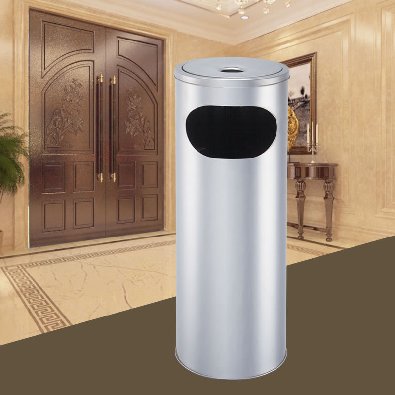 Stainless Steel Ashtray  Commercial Dust Bin Outdoor Trash Barrel Metal Ash Can Round Shape Free Standing Dust Bin Ashtray