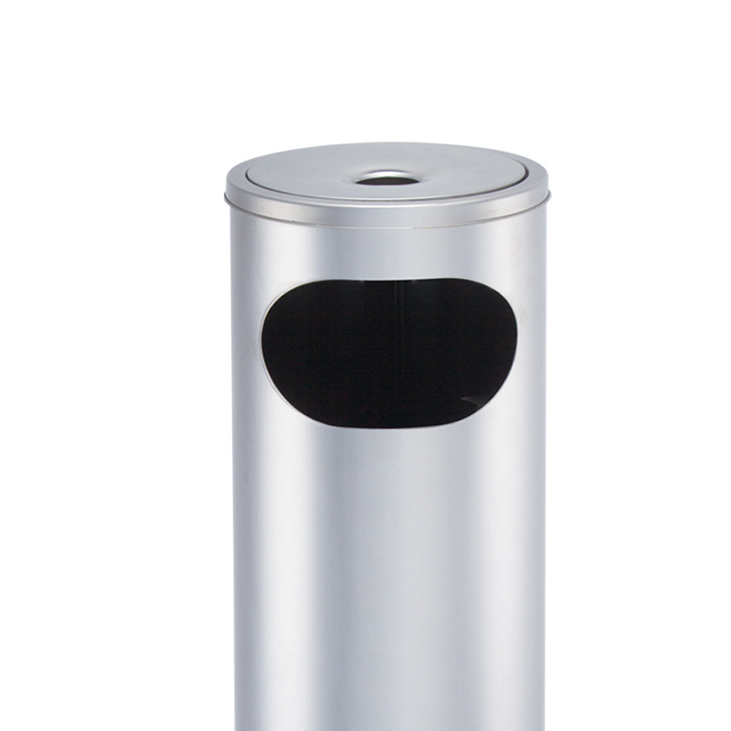 Stainless Steel Ashtray  Commercial Dust Bin Outdoor Trash Barrel Metal Ash Can Round Shape Free Standing Dust Bin Ashtray