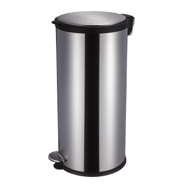 Stainless Steel Round Shaped Dustbin 12L Step Bin Indoor Kitchen Using Waste Bin Outdoor Rubbish Bin With Soft Closing