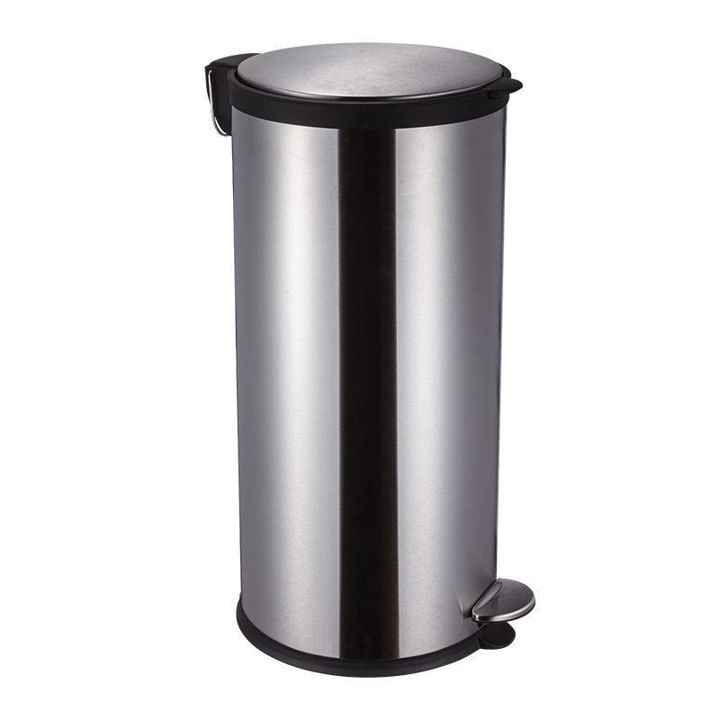 Stainless Steel Round Shaped Dustbin 12L Step Bin Indoor Kitchen Using Waste Bin Outdoor Rubbish Bin With Soft Closing