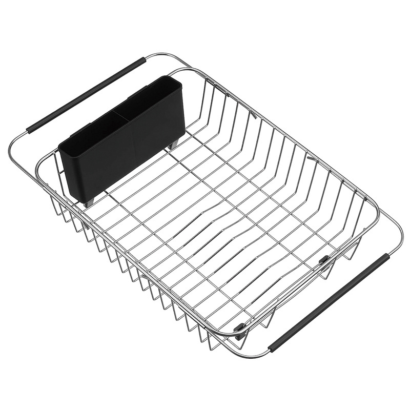 Dish Drainer Rack with Cutlery Holder Triangle Expandable Dish Drying Rack Plate Rustproof Drainer Dish Dryer for Kitchen