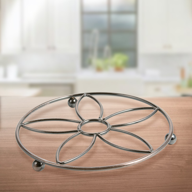 Practical & Convenient Round-shape Metal Wire Trivet Metal Pot Holder & Pan Support Dining Table Mat Metal Trivet