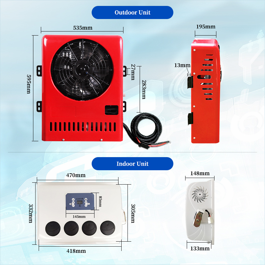 12v/24v small cab air cooling battery driven dc air conditioning systems 12 volt/24 volt parking air conditioner for truck/crane