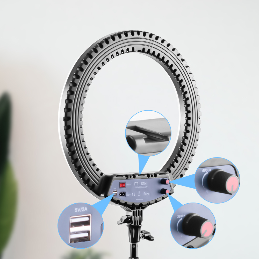 FT-18N 55W 18 Inch High Quality Ring Selfie Light Photography Beauty Makeup LED Ring Light with Tripod Stand LED Video Ring lamp