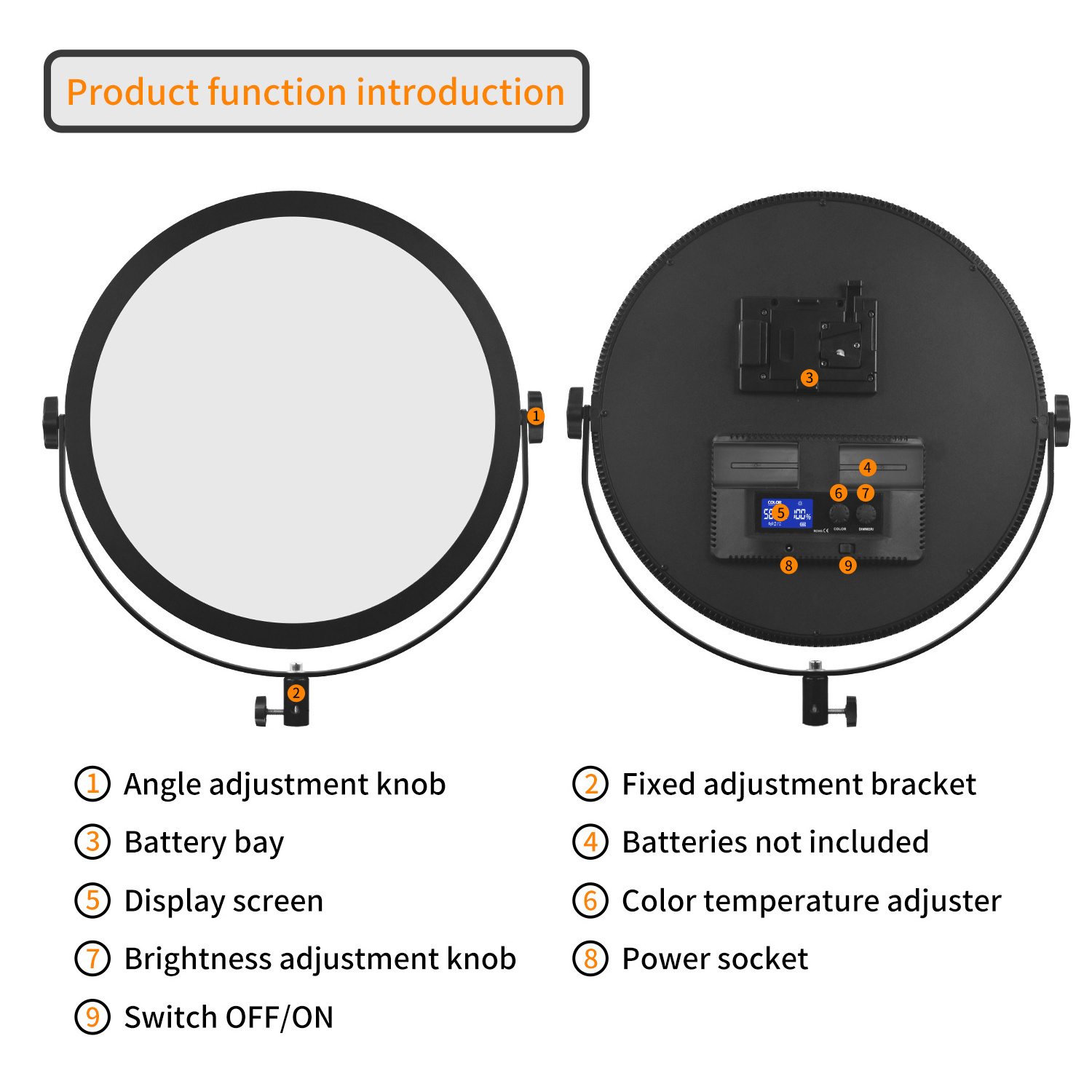 FOSOTO 70W Professional Round Soft Light Photographic Lighting Led Panel Light Live Fill Lamp With Tripod For Video Studio