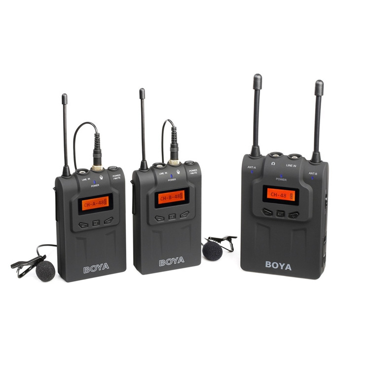 BOYA BY-WM8 Camera UHF LCD Wireless Lavalier Microphone Transmitter + Receiver Plastic Portable Ce 12 Space Microphone Case 20mw