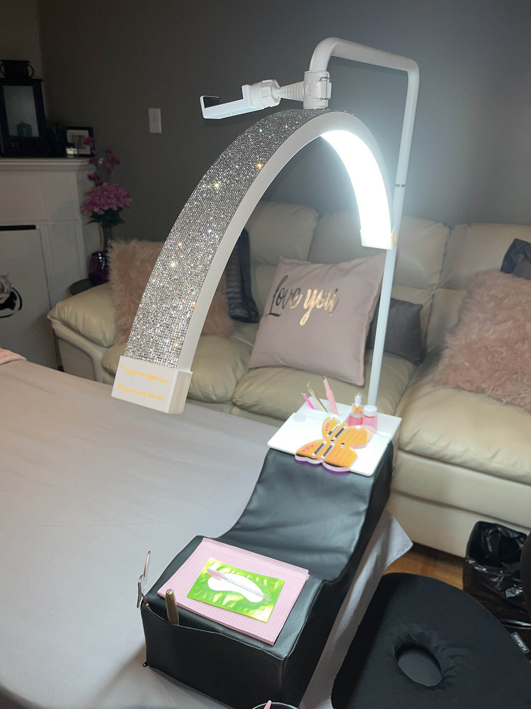 OEM 28inch Diamond Half Moon Arc Light LED Luna Lash Light Eyelash Extension Half Ring Floor Lamp Beauty Salon Tattoo Fill Light