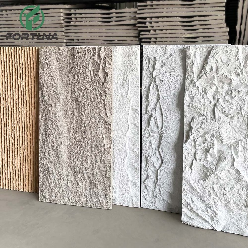 outdoor Moisture mildew proof 3D Background PU stone waterproof panel Luxury Polyurethane PU Panel Wall Decorative Wall Panel