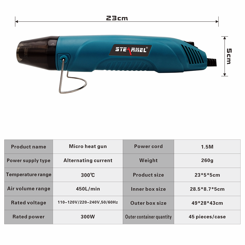 300W Power Mini 110V/220V Electric Soft Ceramic Hot Air Gun Handhold Air Shrink DIY Embossing Drying Paint Heat Tool