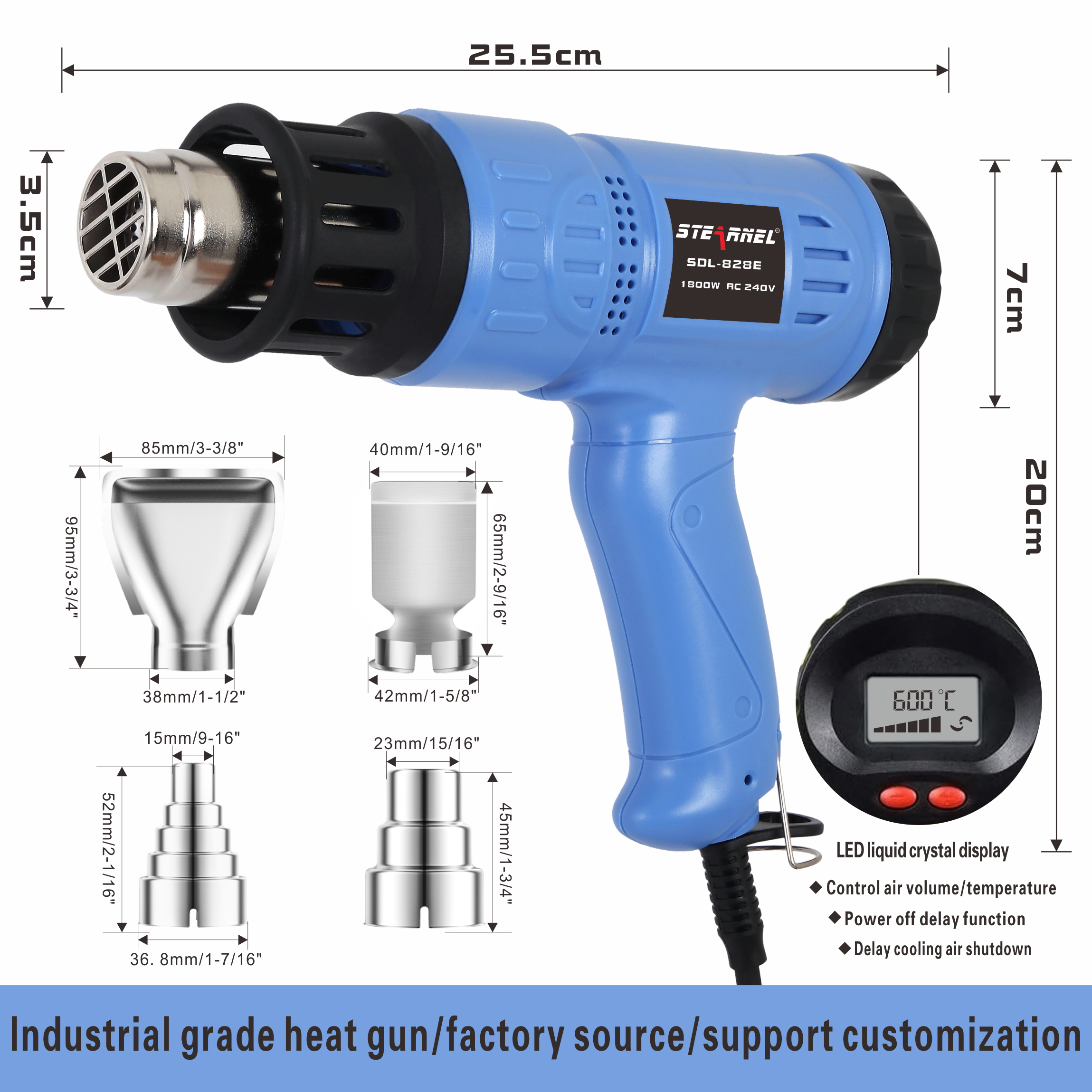 1800w Double Heating Core Variable Two Kind Thermostatic Heat Gun Hot Air Gun with Lcd Screen Digital Display mini heat gun