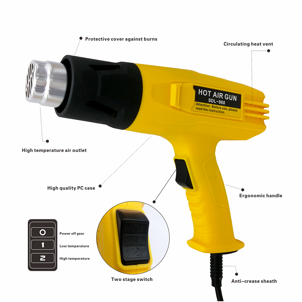 1600W Adjustable Hot Air Embossing Hot air Gun Temperature Portable Shrink Heat air Gun