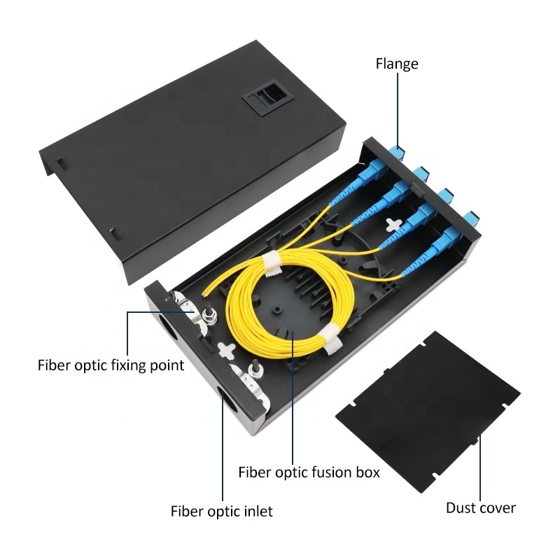 4 Port 6 Port 8 Port Mini ODF Desktop Wall Mount SC/UPC Simplex Optical Fiber Terminal Box Fiber Optic Patch Panel