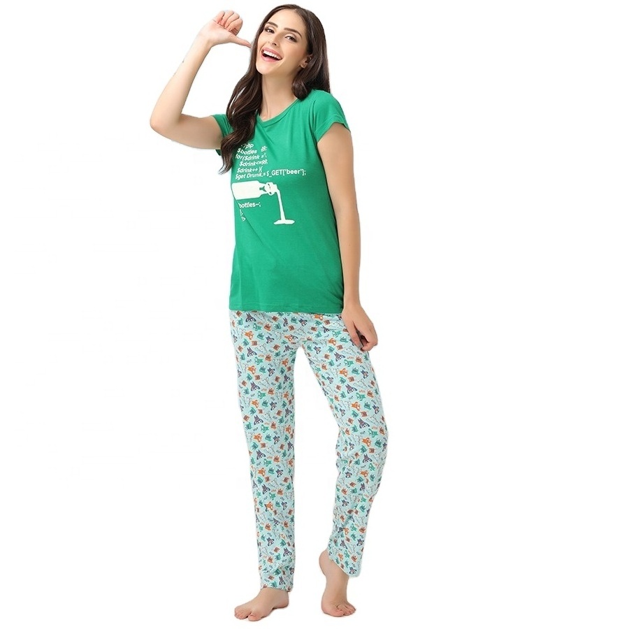 Organic Cotton Pajamas Sleep Wear Pajamas in India Custom Printed High Quality Organic Cotton for Women Adults Spaghetti Strap