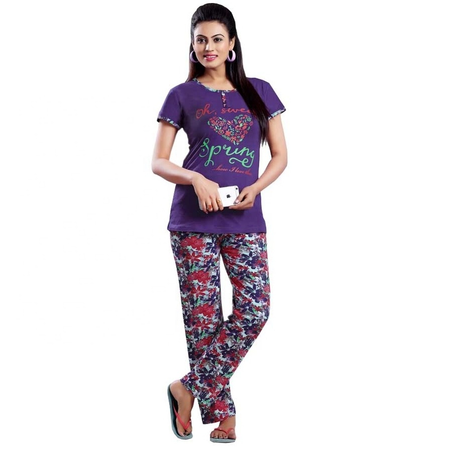 Organic Cotton Pajamas Sleep Wear Pajamas in India Custom Printed High Quality Organic Cotton for Women Adults Spaghetti Strap