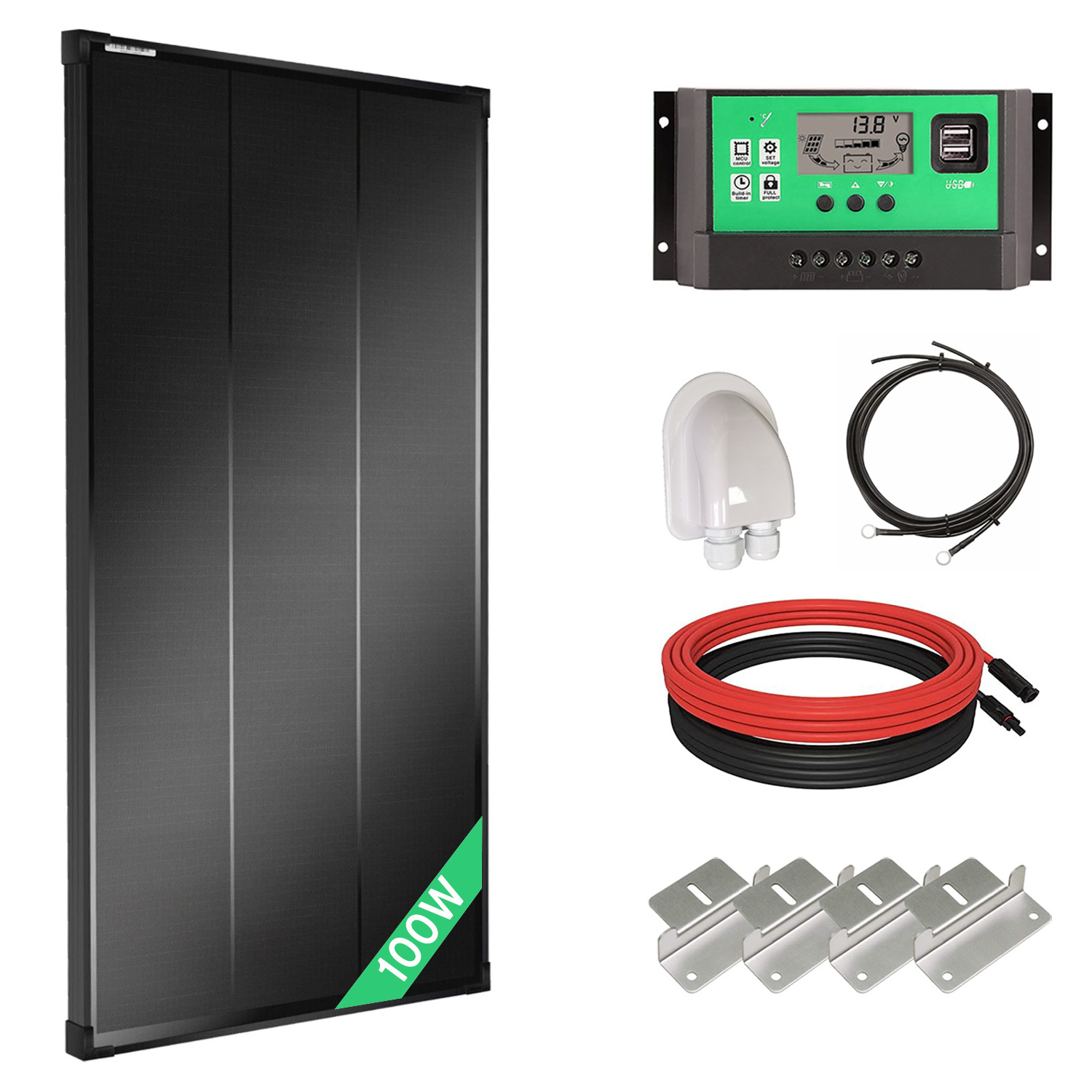 OEM 100W 200W 400W Mono Boat Energy System 12V 24V 30A PWM Charge Controller RV Solar Panel Kit