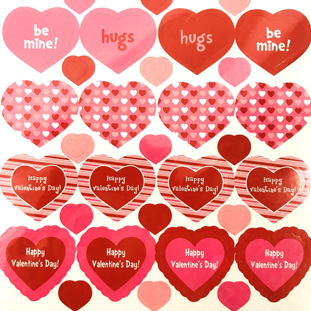 GF Custom Romantic Heart Design Decorative Kids Paper Sticker For Happy Valentine's Day