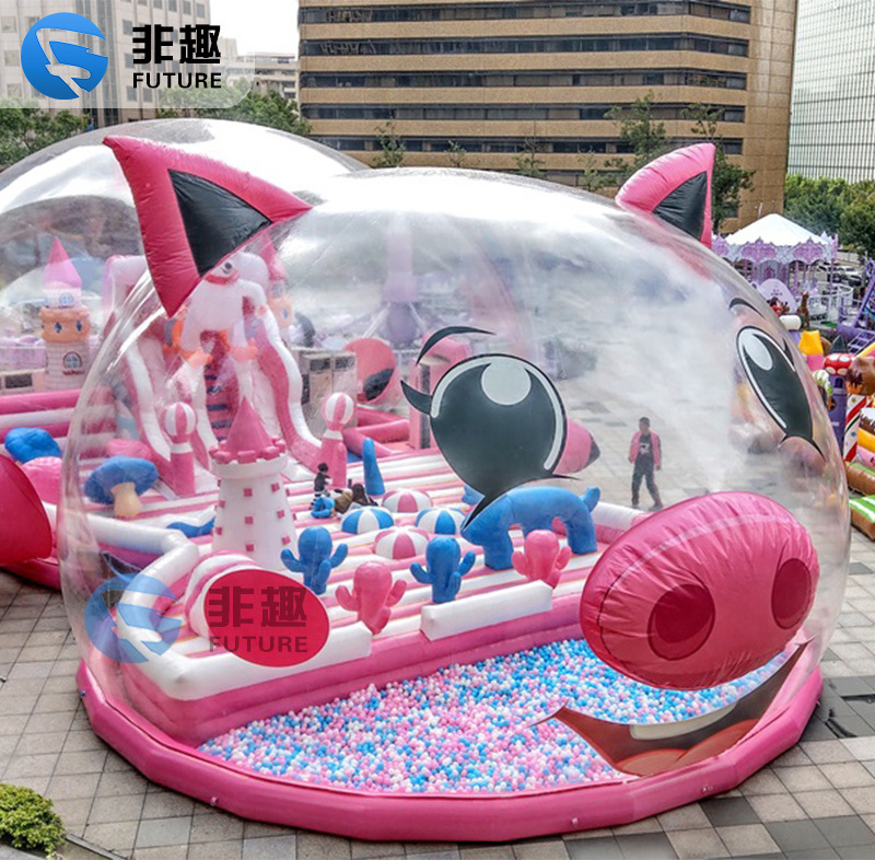 inflatable pool balls Outdoor giant Inflatable bubble pig theme park million ocean ball for child with slide and castle bouncy