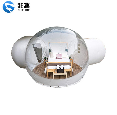 5 meters Dia resort glamping clear 2 rooms inflatable transparent bubble tent for camping hotel with silent blower Air dome tent