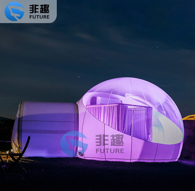 5 meters Dia resort glamping clear 2 rooms inflatable transparent bubble tent for camping hotel with silent blower Air dome tent