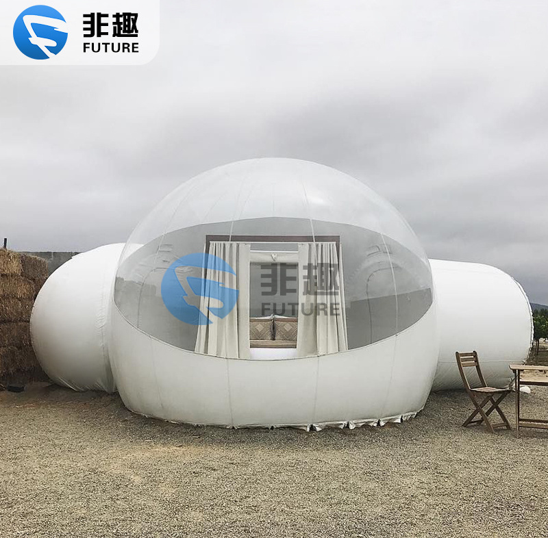 5 meters Dia resort glamping clear 2 rooms inflatable transparent bubble tent for camping hotel with silent blower Air dome tent