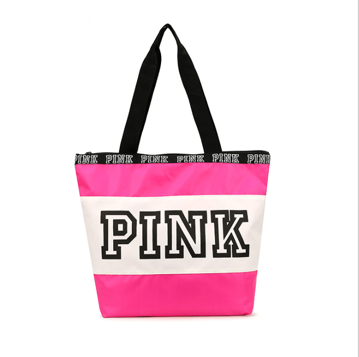 Custom Large capacity  recycling reusable 2021 canvas beach tote bag ladies crossbody shoulder pink canvas tote bag with chain