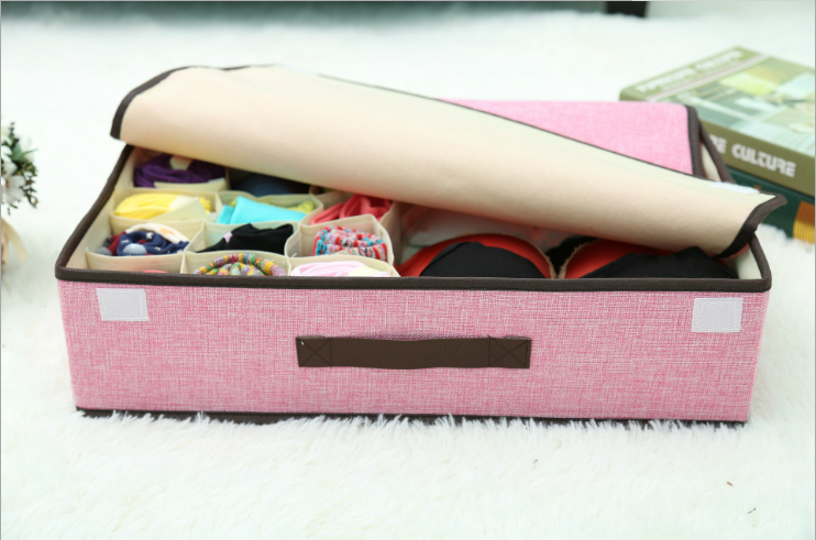 Wholesale high quality cotton linen collapsible toy storage box organizer mothproof underwear socks storage bag