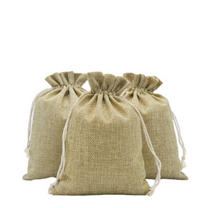 Custom Christmas Burlap Bag Set Jute Drawstring Bag Jute Gunny Sack Gift Pouch With Tags Rope