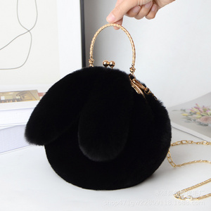 Plush Rabbit Bag for Women Cross Korean Version Cute Handheld Plush Bag for Autumn and Winter New Rabbit Ear Clip Bag