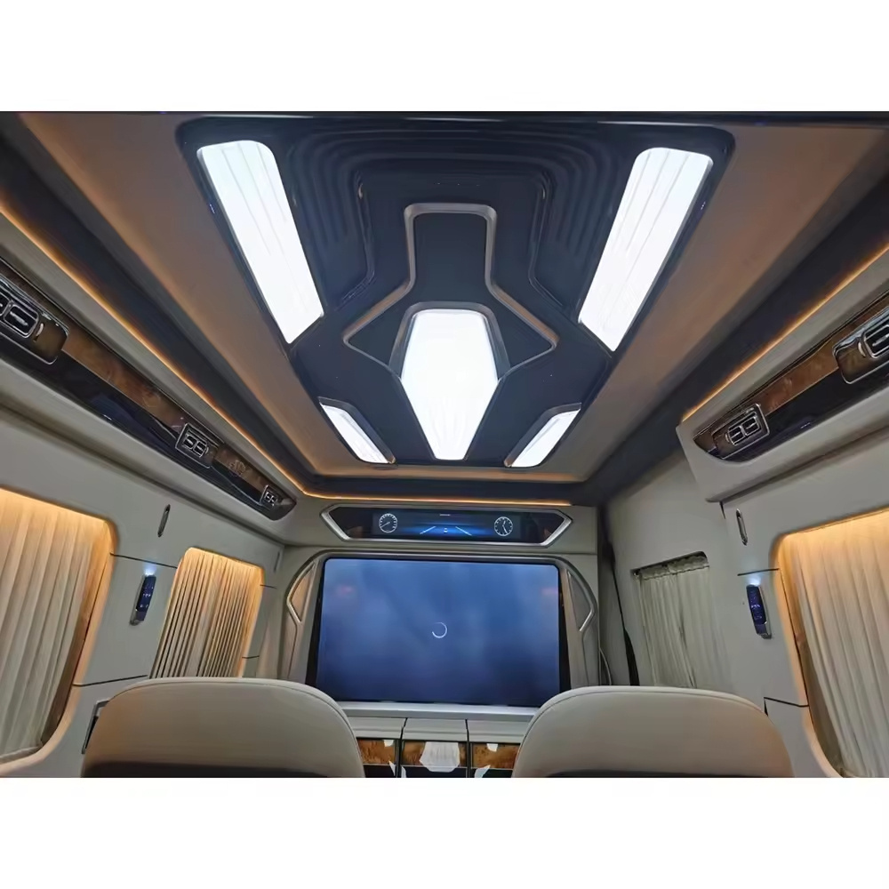 Full vehicle interior decoration luxury car seats roof light curtains Partition For Vito sprinter w447 Hiace mpv van