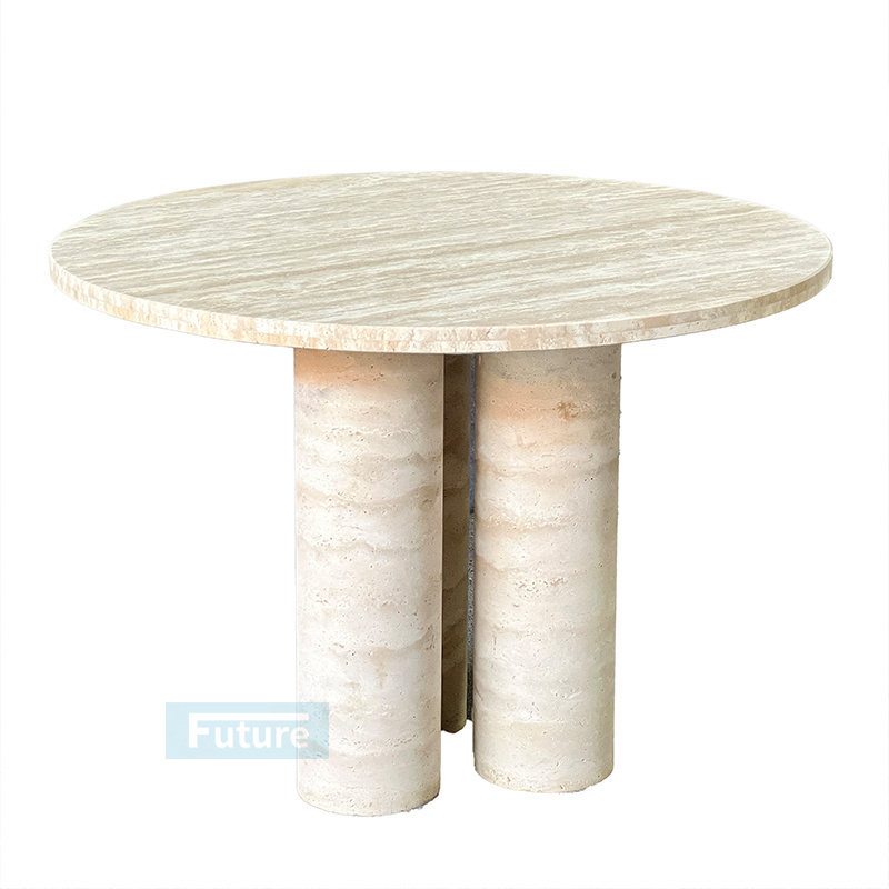 Modern Italian Style Living Room Furniture Round Coffee Table Beige Travertine Marble Coffee Table Dining Table