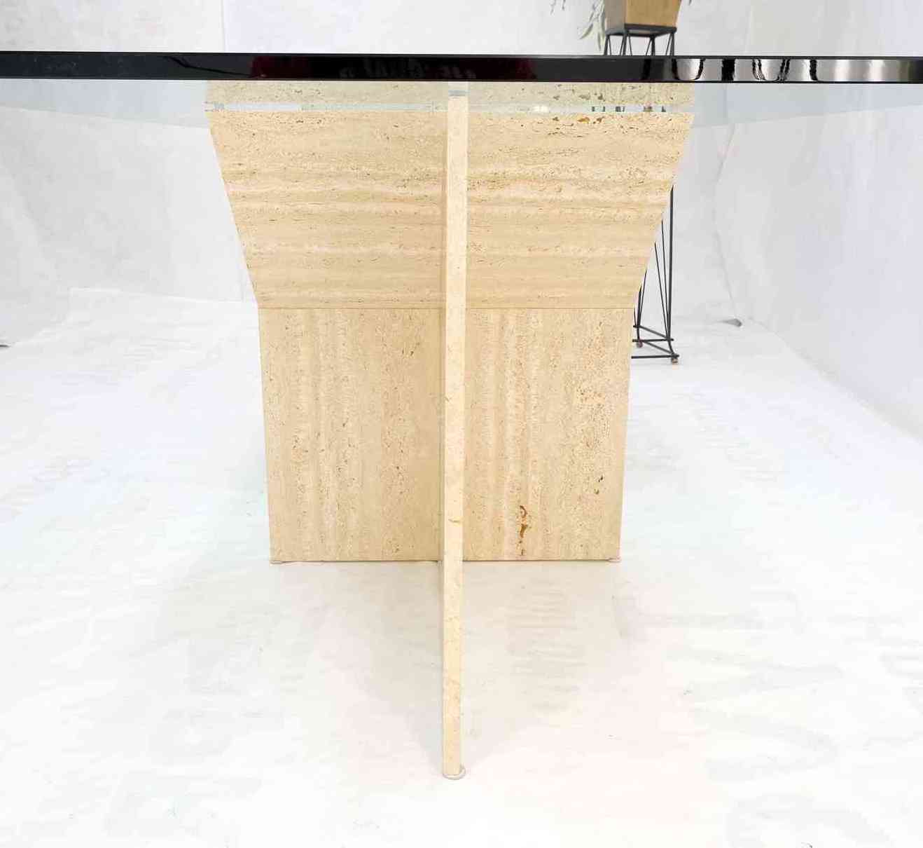 Stone Table Top Marble Beige Travertine Dining Table Large Double Travertine Pedestal Glass Top Dining Conference Table