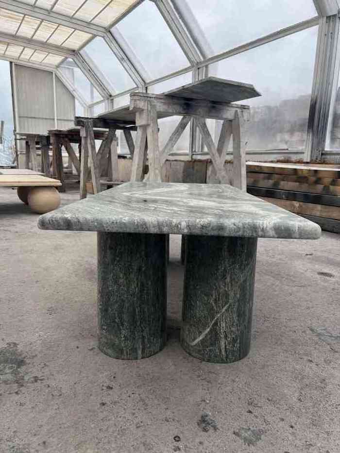 Center Coffee Tables Marble Coffee Table With Column Base Green Marble Rectangle Coffee Table with Bellini Style Column Legs