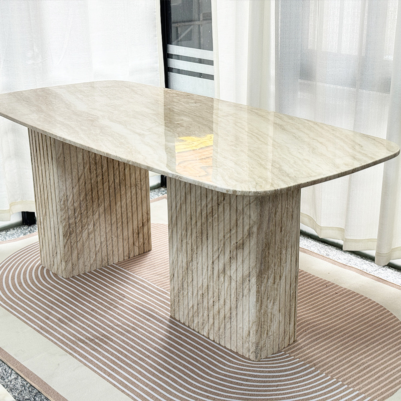 Factory quality guaranteed high end modern luxury travertine modern dinning table marble dining table for restaurants