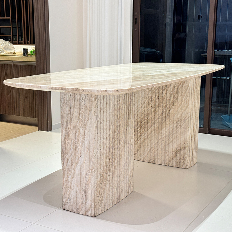 Factory quality guaranteed high end modern luxury travertine modern dinning table marble dining table for restaurants