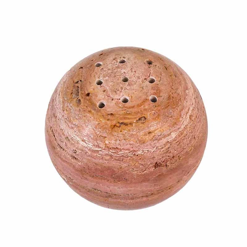 New Design Arabic Decoration Mubkhar Wood Burner Buddha Ramadan Arabian Round Ball Natural Red Travertine Incense Burner Holder