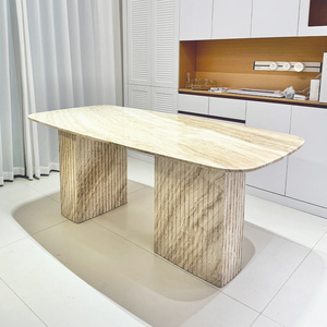 Factory quality guaranteed high end modern luxury travertine modern dinning table marble dining table for restaurants