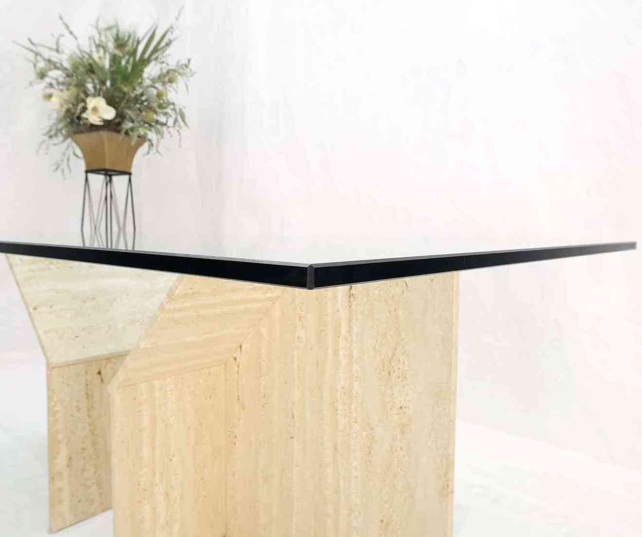 Stone Table Top Marble Beige Travertine Dining Table Large Double Travertine Pedestal Glass Top Dining Conference Table