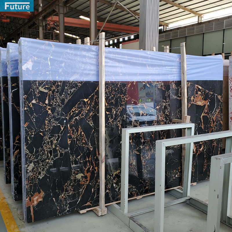 China Black Marble Slab With Golden Athens Marbles Black Marble Floor Slabs Wall Tiles