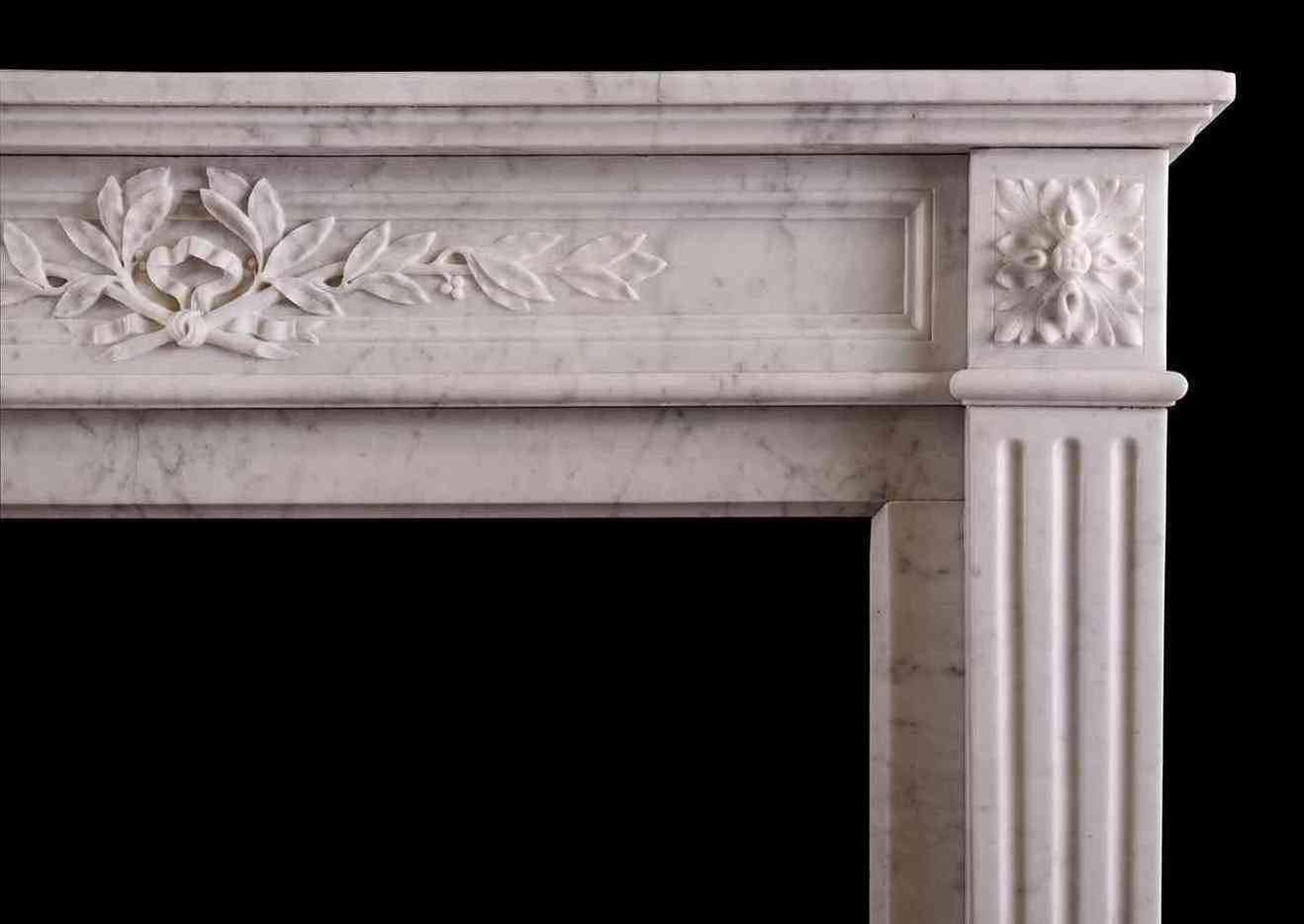 Hand Carved Modern Fireplace Chinese Marble Fireplace French Carrara Marble Fireplace in the Louis XVI Style