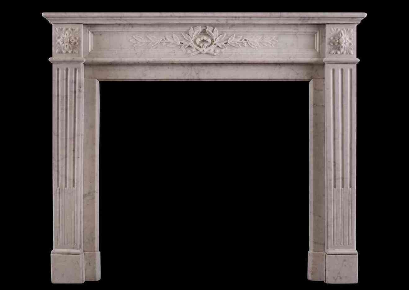 Hand Carved Modern Fireplace Chinese Marble Fireplace French Carrara Marble Fireplace in the Louis XVI Style