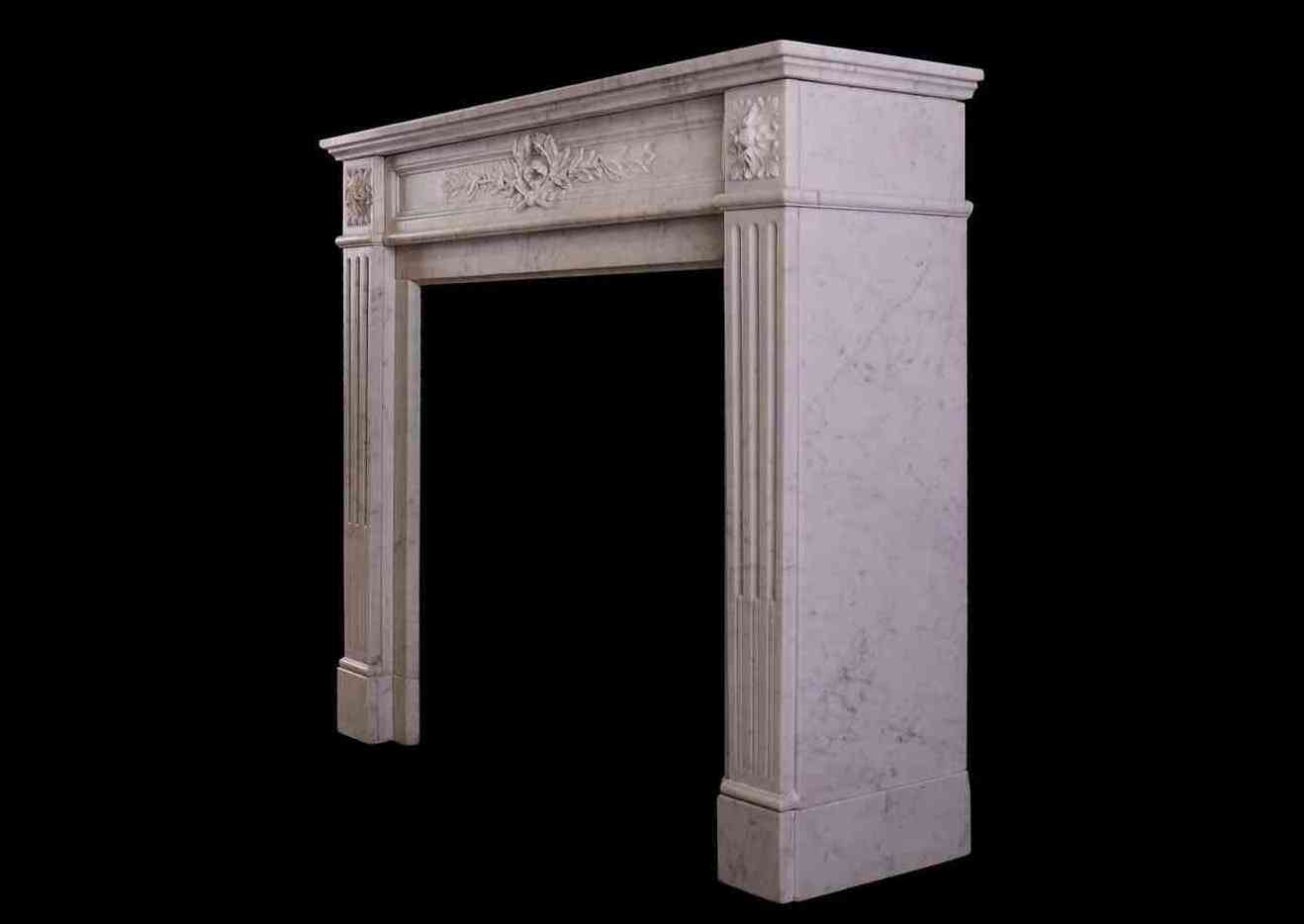 Hand Carved Modern Fireplace Chinese Marble Fireplace French Carrara Marble Fireplace in the Louis XVI Style