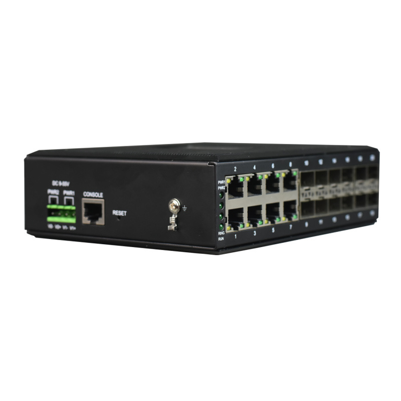 Customized Din Rail 8 Port Gigabit Managed Switch Industrial Network Switch With 12 Port Sfp