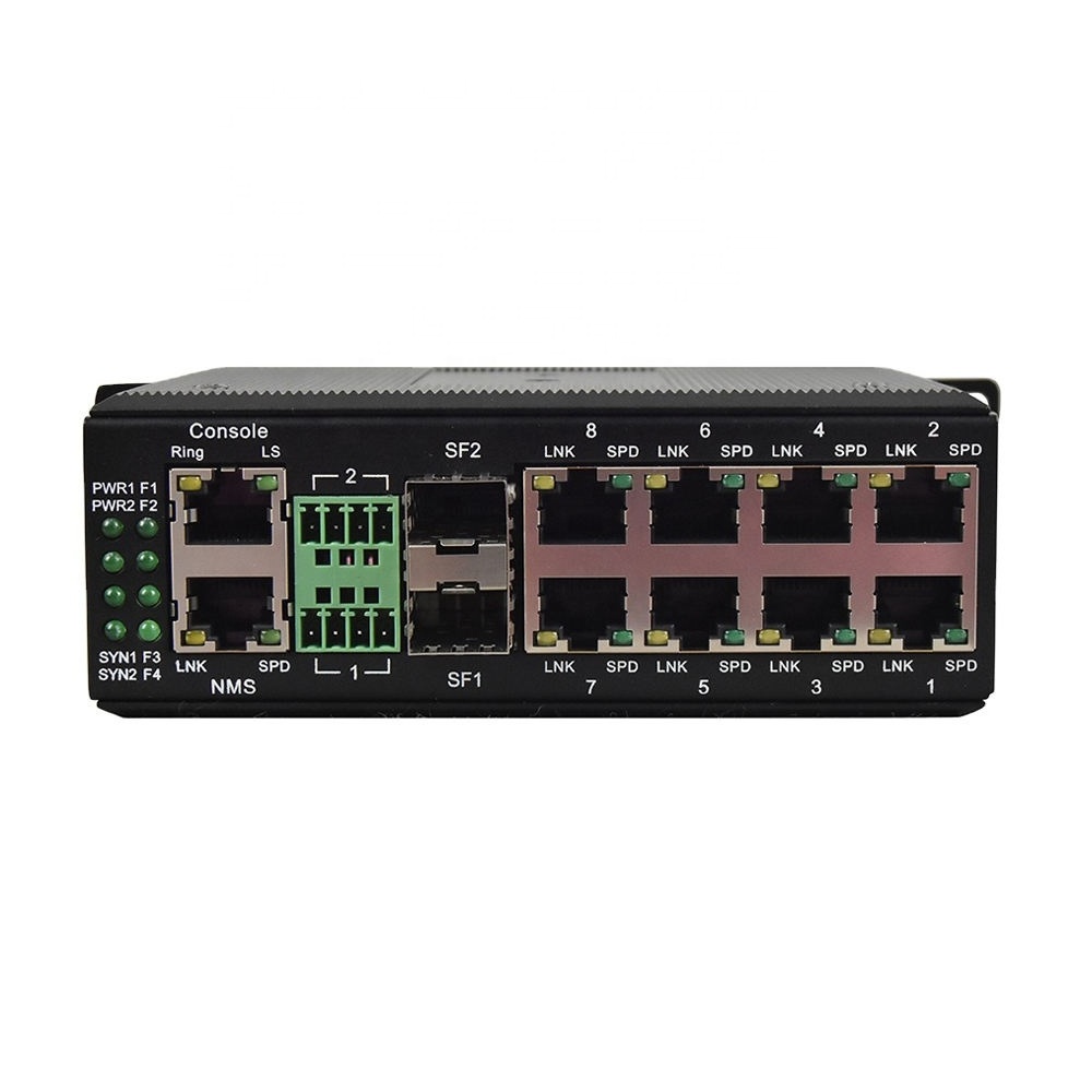 Managed Din Rail 8 Ports Gigabit Ethernet Industrial POE Switch With 2 SFP and Serial RS485/422/232