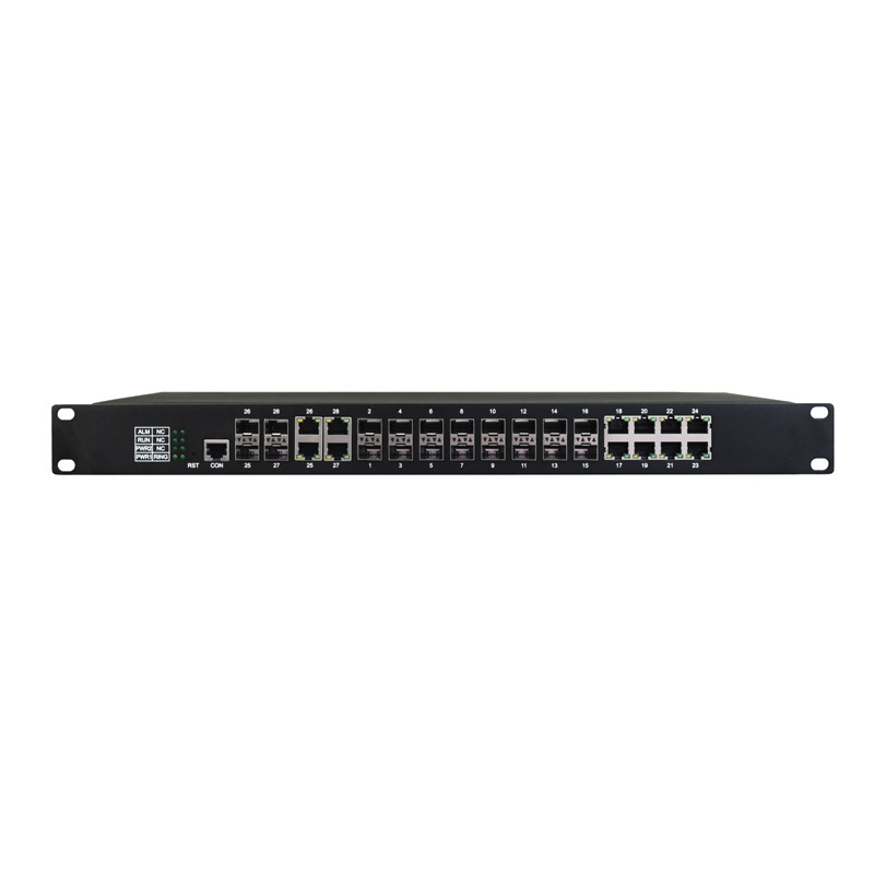 Managed 8 Port Gigabit Ethernet + 16 Port 1000M SFP Industrial Ring Fiber Network Switch with SFP/Ethernet Combo