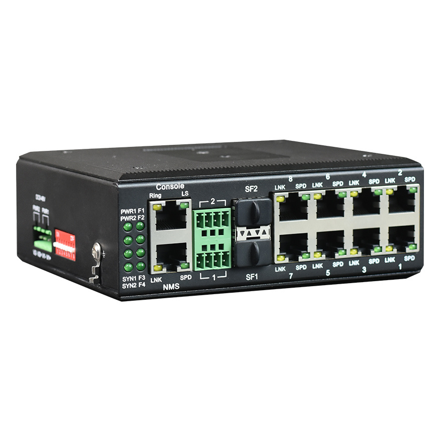 Managed Din Rail 8 Ports Gigabit Ethernet Industrial POE Switch With 2 SFP and Serial RS485/422/232