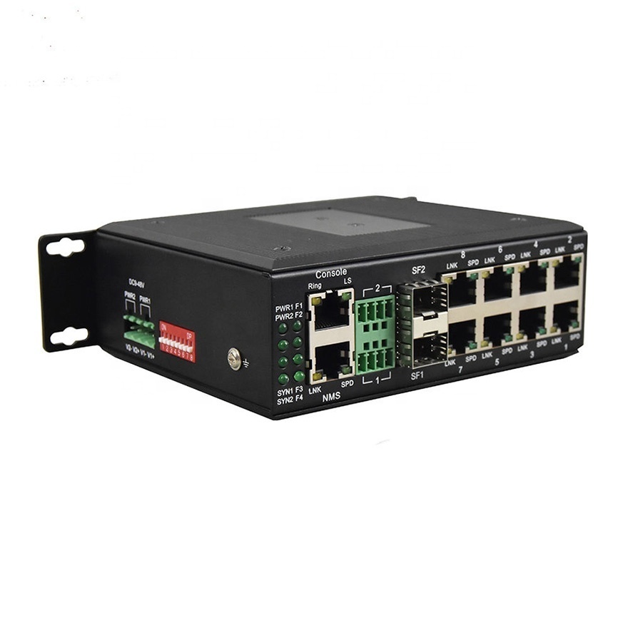 Managed Din Rail 8 Ports Gigabit Ethernet Industrial POE Switch With 2 SFP and Serial RS485/422/232